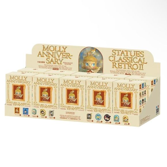 Pop Mart MOLLY Anniversary Statues Classical Retro 2 Series-Fridge Magnet Box